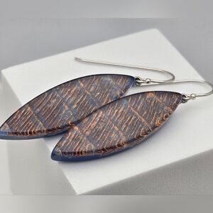 ZSISKA Blue Resin Earrings Isla Juno Marquise Blue & Copper Dangle Earrings